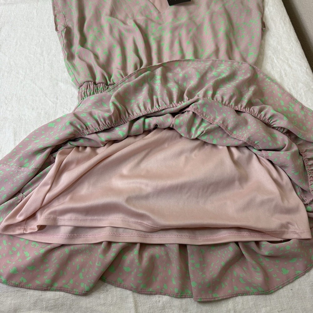 Adriene A-Line Mini Dress Size L Smocked Tiered Ruffle Coquette Feminine Flirty - Picture 6 of 11